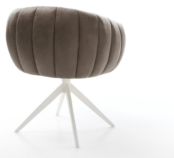 DELIFE Étkezőszék Jada-Flex mikroszálas taupe vintage kereszt láb széles fehér 360° forgatható billenő zsákrugó
