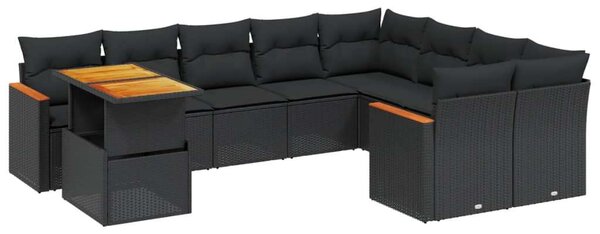 VidaXL Polyrattan Kerti Ülőgarnitúra - 10 részes - Fekete