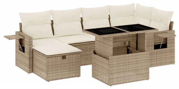 VidaXL Polyrattan Kerti Ülőgarnitúra - 7 részes - Bézs