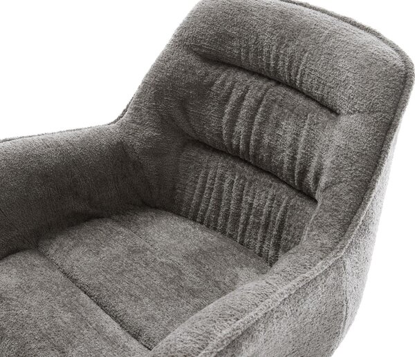 DELIFE Étkezőszék Kaira-Flex bouclé puha sötét bézs kereszt láb széles titánszínű 360° forgatható billenő