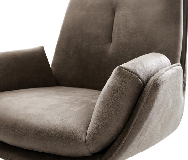 DELIFE Étkezőszék Clea-Flex mikroszálas taupe vintage konzolos lapos fehér