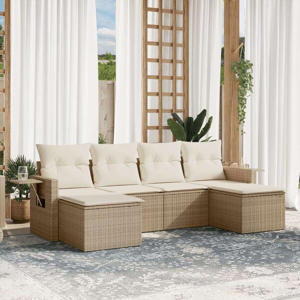 VidaXL Polyrattan Kerti Ülőgarnitúra - 6 részes - Bézs
