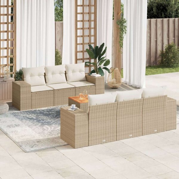 VidaXL Polyrattan Kerti Ülőgarnitúra - 7 részes, Bézs