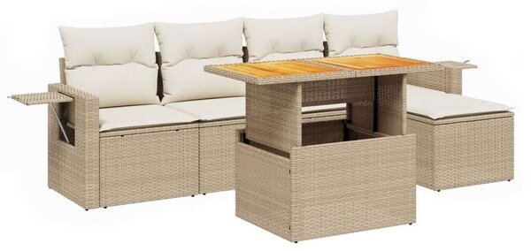 VidaXL Polyrattan Kerti Ülőgarnitúra - 6 részes - Bézs