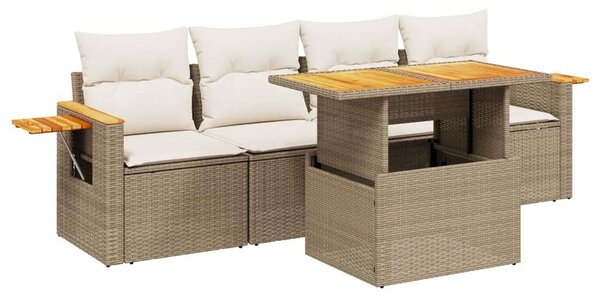 VidaXL Polyrattan Kerti Ülőgarnitúra - 5 részes - Bézs
