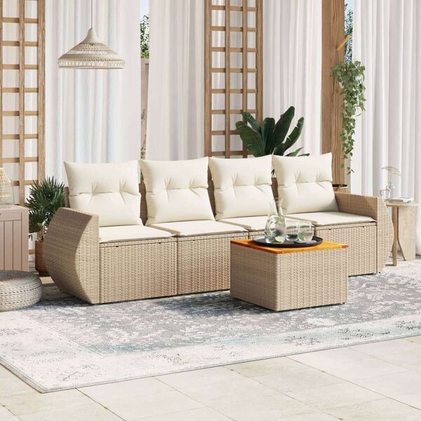 VidaXL Polyrattan Kerti Ülőgarnitúra - 5 részes - Bézs
