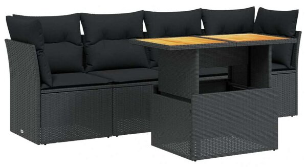 VidaXL 5 részes Kerti Kanapé Szett - Fekete Polyrattan