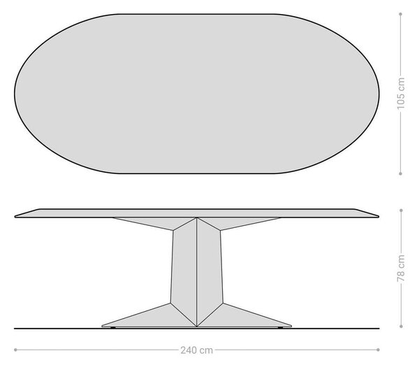DELIFE Étkezőasztal Aithon 240x105 cm akác barna fém láb fekete ovális