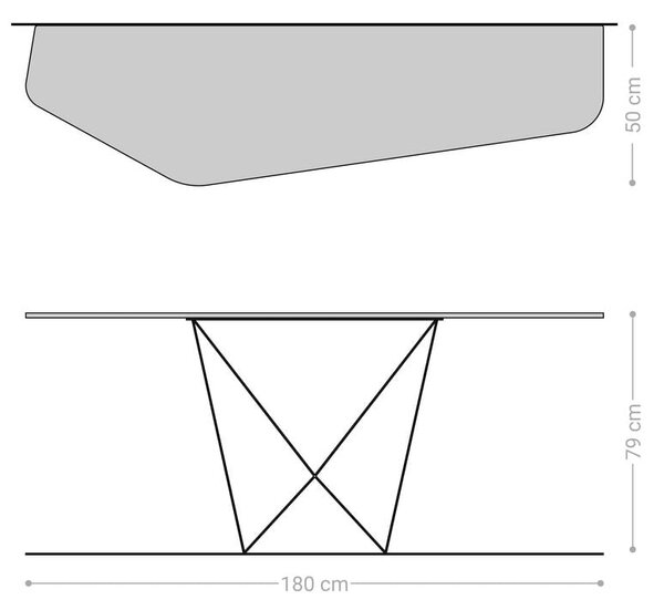 DELIFE Konzolasztal Edge poligonális 180x50 cm kerámia patagónia polírozott Spios fém fekete