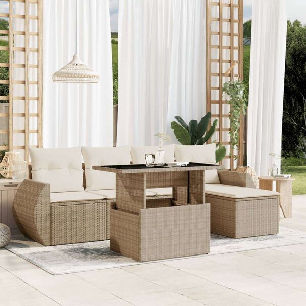 VidaXL Polyrattan Kerti Ülőgarnitúra - 6 részes - Bézs