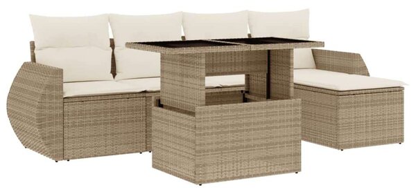 VidaXL Polyrattan Kerti Ülőgarnitúra - 6 részes - Bézs