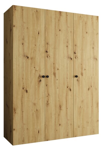 Elegáns CAITIR 1 gardróbszekrény 150 cm - kézműves tölgyfa / fekete fogantyúk