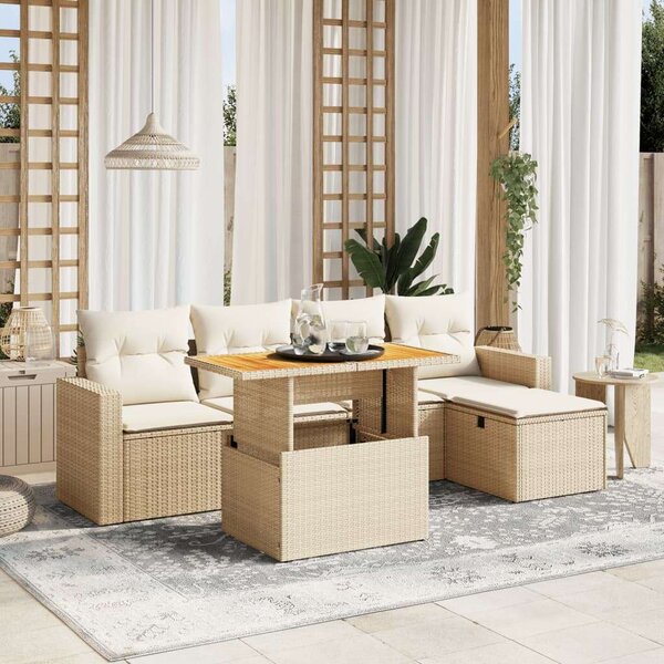 VidaXL Polyrattan Kerti Ülőgarnitúra - 6 részes - Bézs