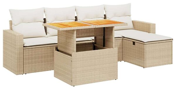 VidaXL Polyrattan Kerti Ülőgarnitúra - 6 részes - Bézs