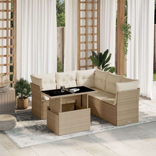 VidaXL Polyrattan Kerti Ülőgarnitúra - 6 részes - Bézs