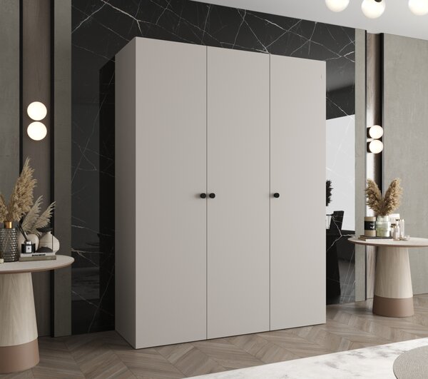 Elegáns CAITIR 1 gardróbszekrény 150 cm - kasmír / fekete fogantyúk
