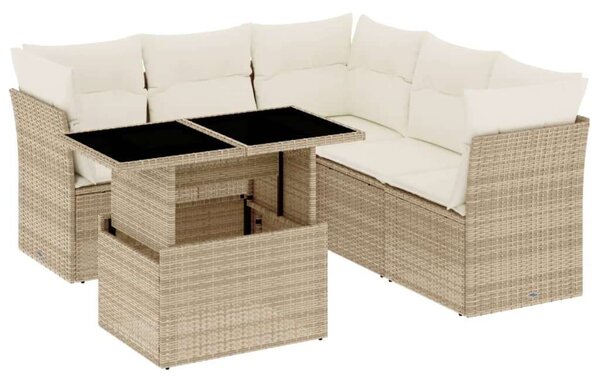 VidaXL Polyrattan Kerti Ülőgarnitúra - 6 részes - Bézs