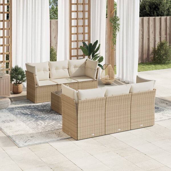 VidaXL Polyrattan Kerti Ülőgarnitúra - 7 részes - Bézs