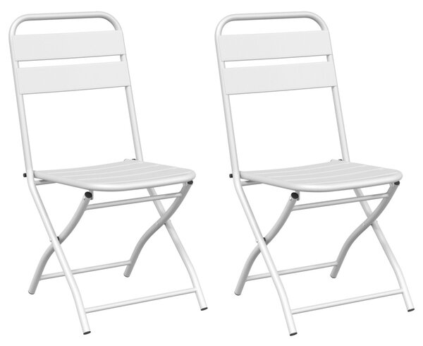 Kerti hajtható szék 2 pcs Fehér 42 x 52 x 82cm Porszórt acél