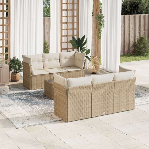VidaXL Polyrattan Kerti Ülőgarnitúra - 7 részes - Bézs