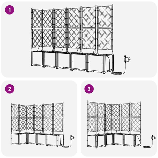 VidaXL Kerti cserép 5 pcs Fehér 120 x 120 x 142 cm Műanyag