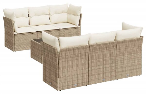 VidaXL Polyrattan Kerti Ülőgarnitúra - 7 részes - Bézs