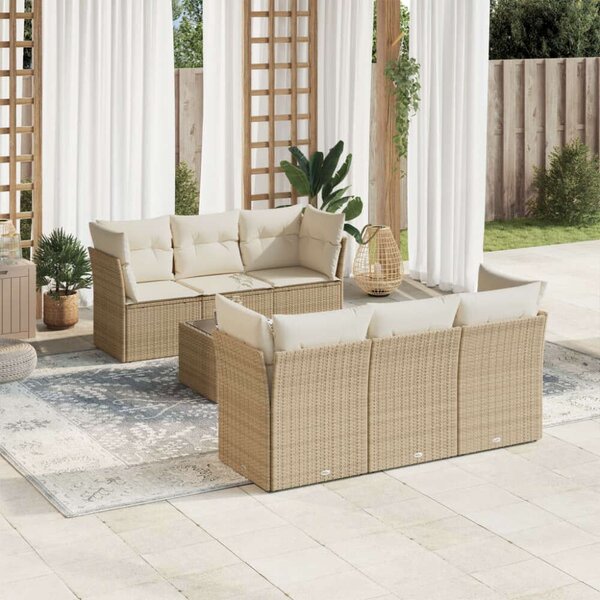 VidaXL Polyrattan Kerti Ülőgarnitúra - 7 részes - Bézs