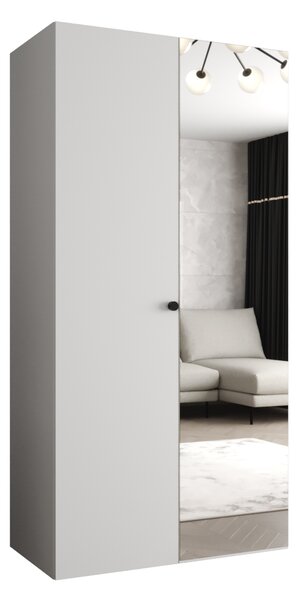 Tükrös gardrób CAITIR 2 100 cm - fehér / fekete fogantyú