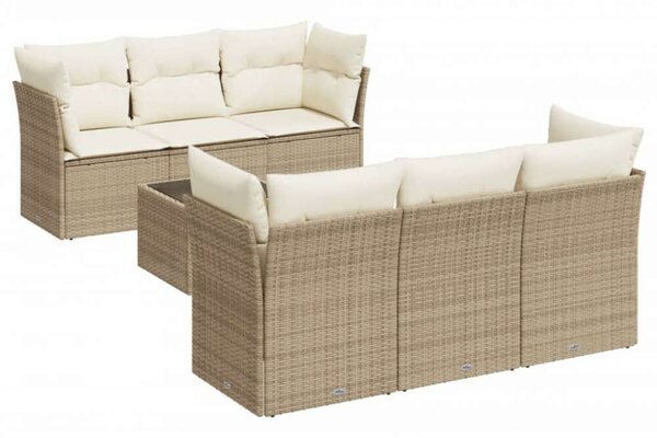 VidaXL Polyrattan Kerti Ülőgarnitúra - 7 részes - Bézs