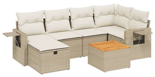 VidaXL Polyrattan Kerti Ülőgarnitúra - 7 részes, Bézs
