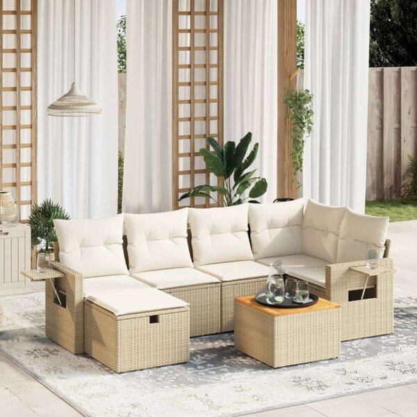 VidaXL Polyrattan Kerti Ülőgarnitúra - 7 részes, Bézs