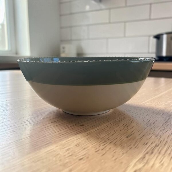 Citrom mintájú gazpacho tál extra 30 cm méretben zöld szegéllyel