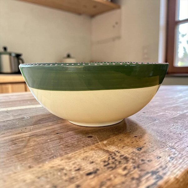 Citrom mintájú gazpacho tál extra 30 cm méretben zöld szegéllyel