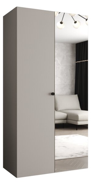 Tükrös gardrób CAITIR 2 100 cm - kasmír / fekete fogantyú