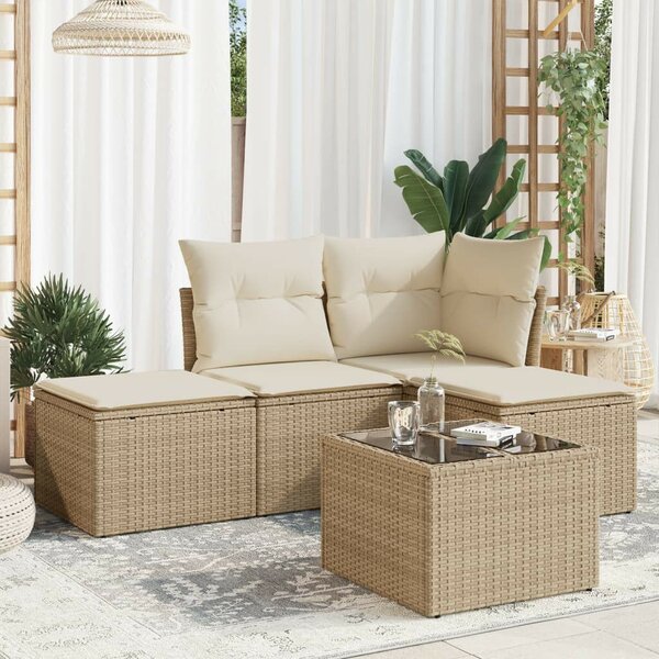 VidaXL Polyrattan Kerti Ülőgarnitúra - 5 részes - Bézs