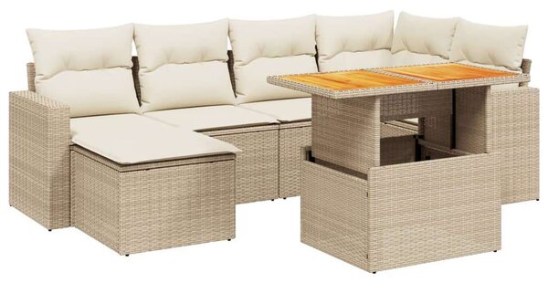 VidaXL Polyrattan Kerti Ülőgarnitúra - 7 részes - Bézs