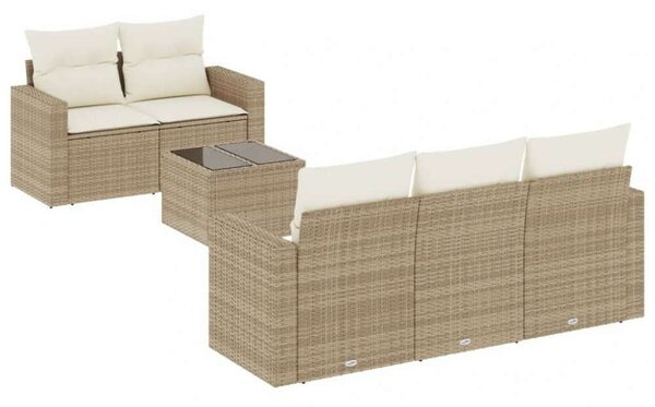 VidaXL 6 részes bézs polyrattan kerti ülőgarnitúra párnával
