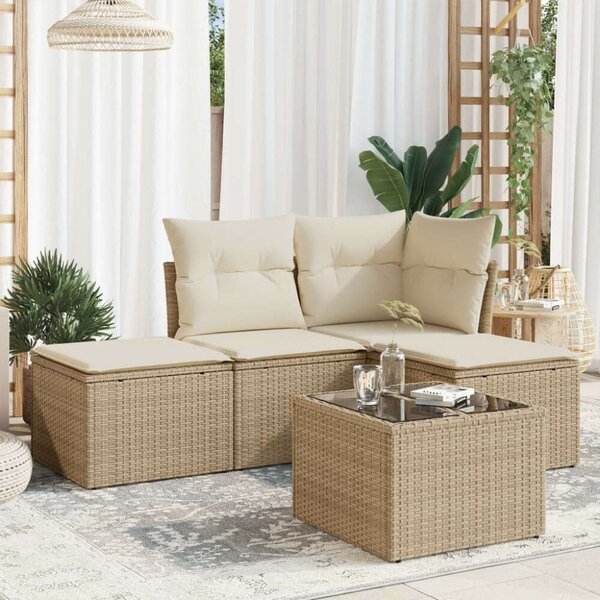 VidaXL Polyrattan Kerti Ülőgarnitúra - 5 részes - Bézs