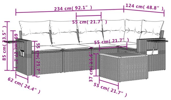 VidaXL Polyrattan Kerti Ülőgarnitúra - 6 részes - Bézs