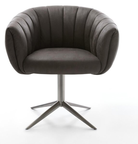DELIFE Étkezőszék Jada-Flex mikroszálas antracit vintage grafit láb 360° forgatható billenő zsákrugós matrac
