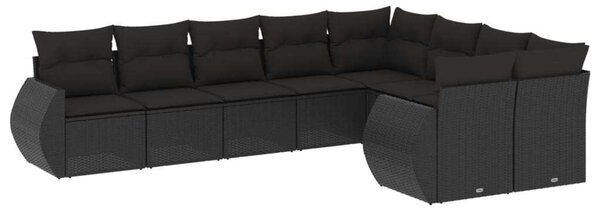 VidaXL Polyrattan Kerti Ülőgarnitúra - 9 részes - Fekete