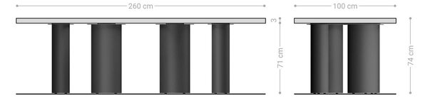 DELIFE Étkezőasztal Edge 260x100 akác természetes pilier fém fehér Live-Edge