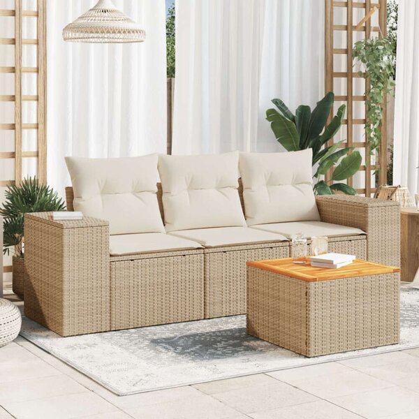 VidaXL Kerti Ülőgarnitúra - Polyrattan - Bézs - 4 részes