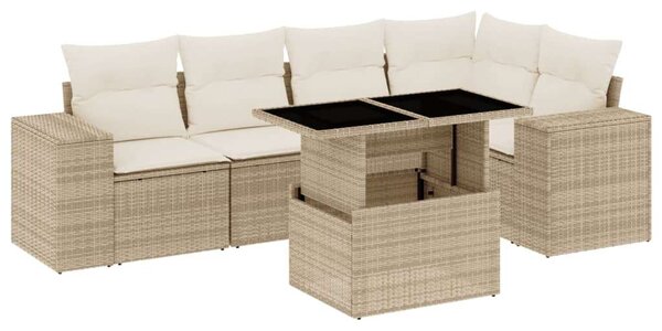 VidaXL Polyrattan Kerti Ülőgarnitúra - 6 részes, Bézs