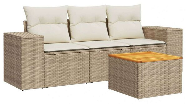 VidaXL Kerti Ülőgarnitúra - Polyrattan - Bézs - 4 részes