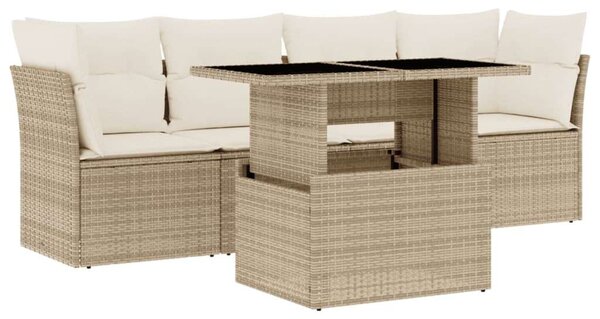 Polyrattan Kerti Ülőgarnitúra - 5 részes - Bézs