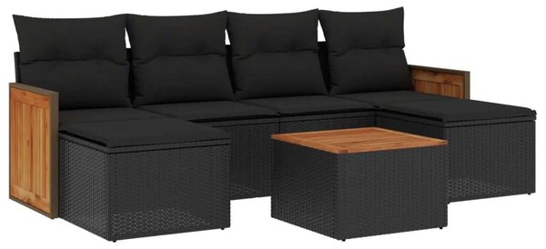VidaXL Polyrattan Kerti Ülőgarnitúra - 7 részes - Fekete