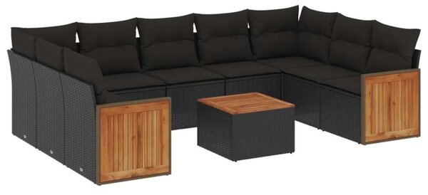 VidaXL Polyrattan Kerti Ülőgarnitúra - 10 részes - Fekete