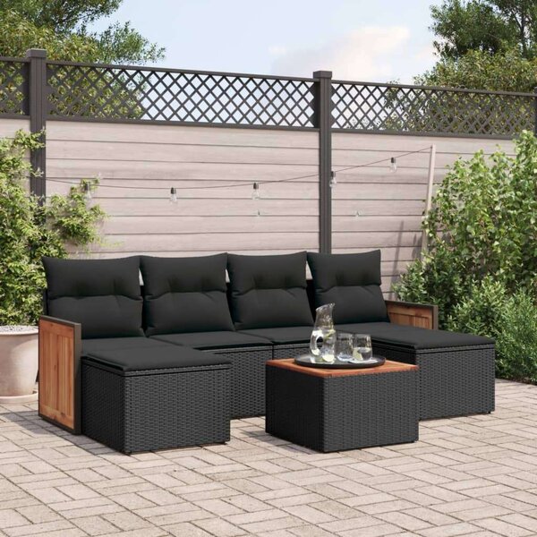 VidaXL Polyrattan Kerti Ülőgarnitúra - 7 részes - Fekete