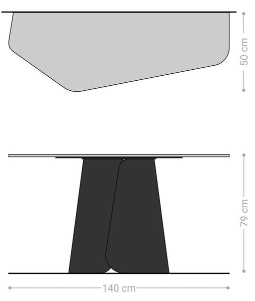 DELIFE Konzolasztal Edge poligonális 140x50 cm kerámia patagónia polírozott Livos fém titán effekt finish